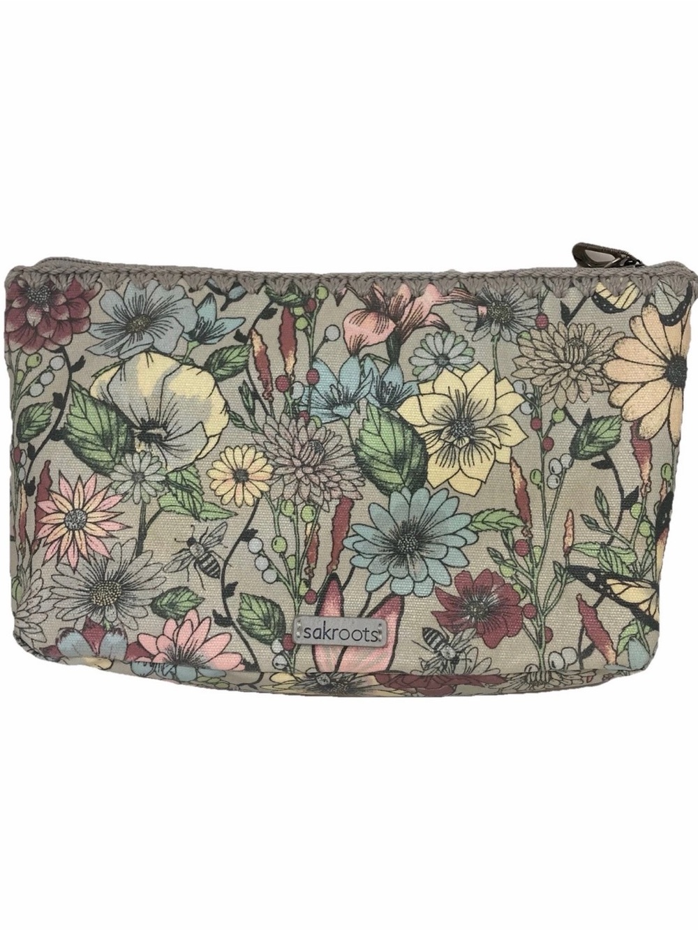 Sakroots Floral Canvas Cosmetic Bag in Beige, Pink, Yellow, Blue, Green #1262
